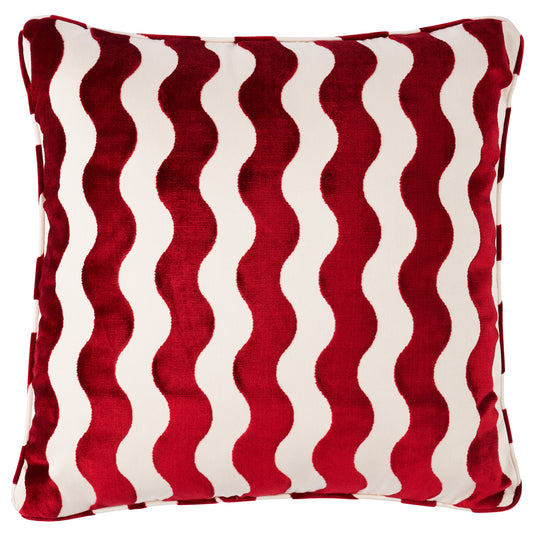 Purchase So6942707 | The Wave Velvet Pillow, Red - Schumacher Pillows
