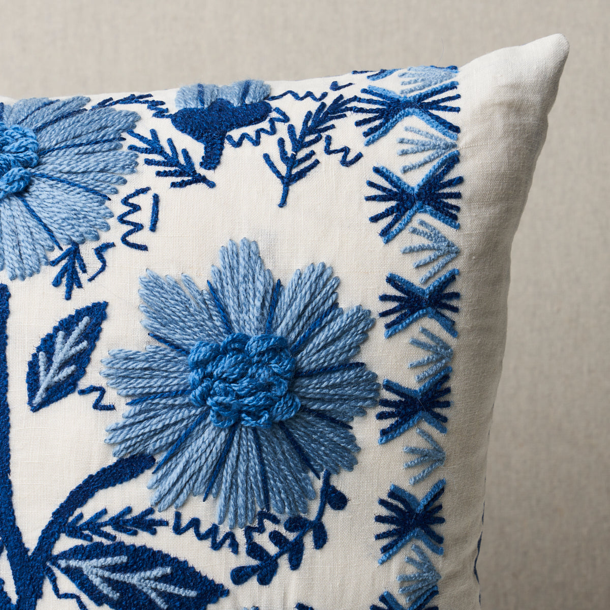 Purchase So7233005 | Marguerite Embroidery Pillow, Sky - Schumacher Pillows