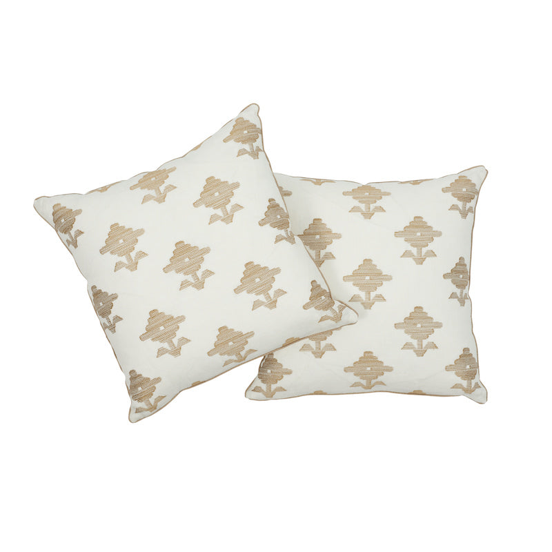 Purchase So7416003 | Rubia Embroidery Pillow, Ivory - Schumacher Pillows