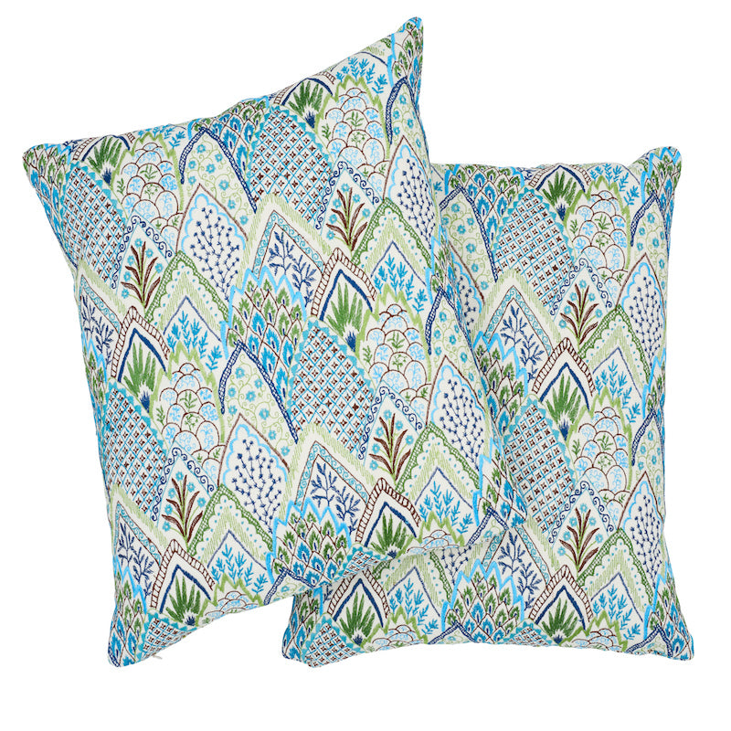 Purchase So7631104 | Albizia Embroidery Pillow, Blue & Green - Schumacher Pillows
