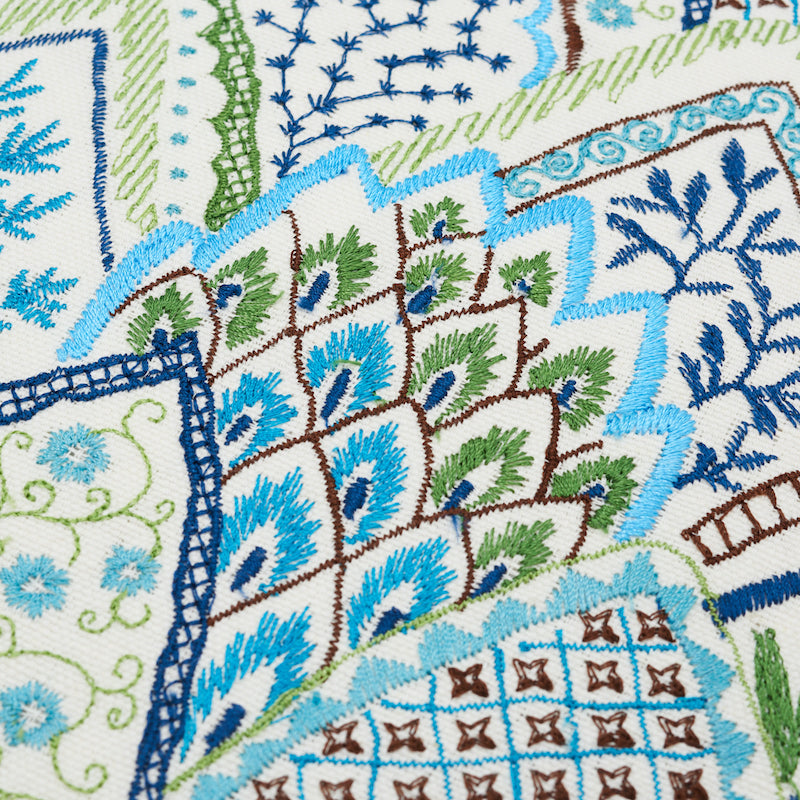 Purchase So7631104 | Albizia Embroidery Pillow, Blue & Green - Schumacher Pillows