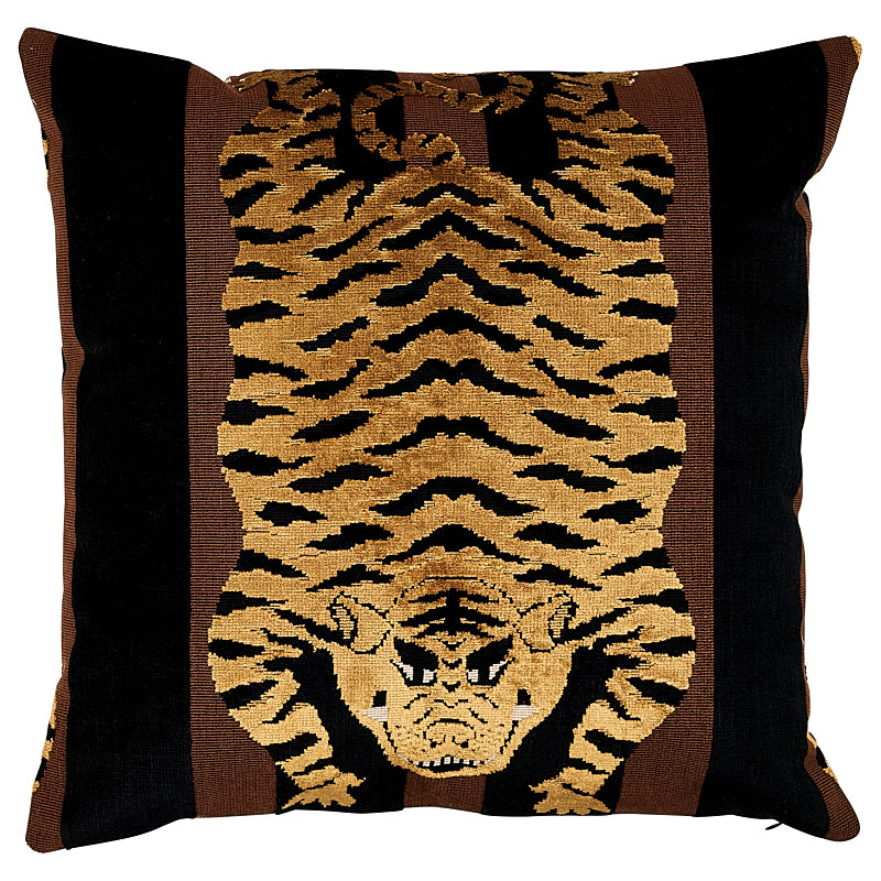 Purchase So7723204 | Jokhang Tiger Velvet Pillow, Brown & Black - Schumacher Pillows