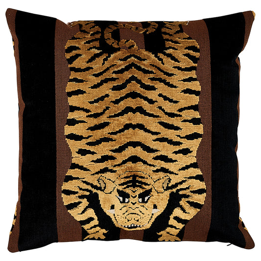 Purchase So7723204 | Jokhang Tiger Velvet Pillow, Brown & Black - Schumacher Pillows