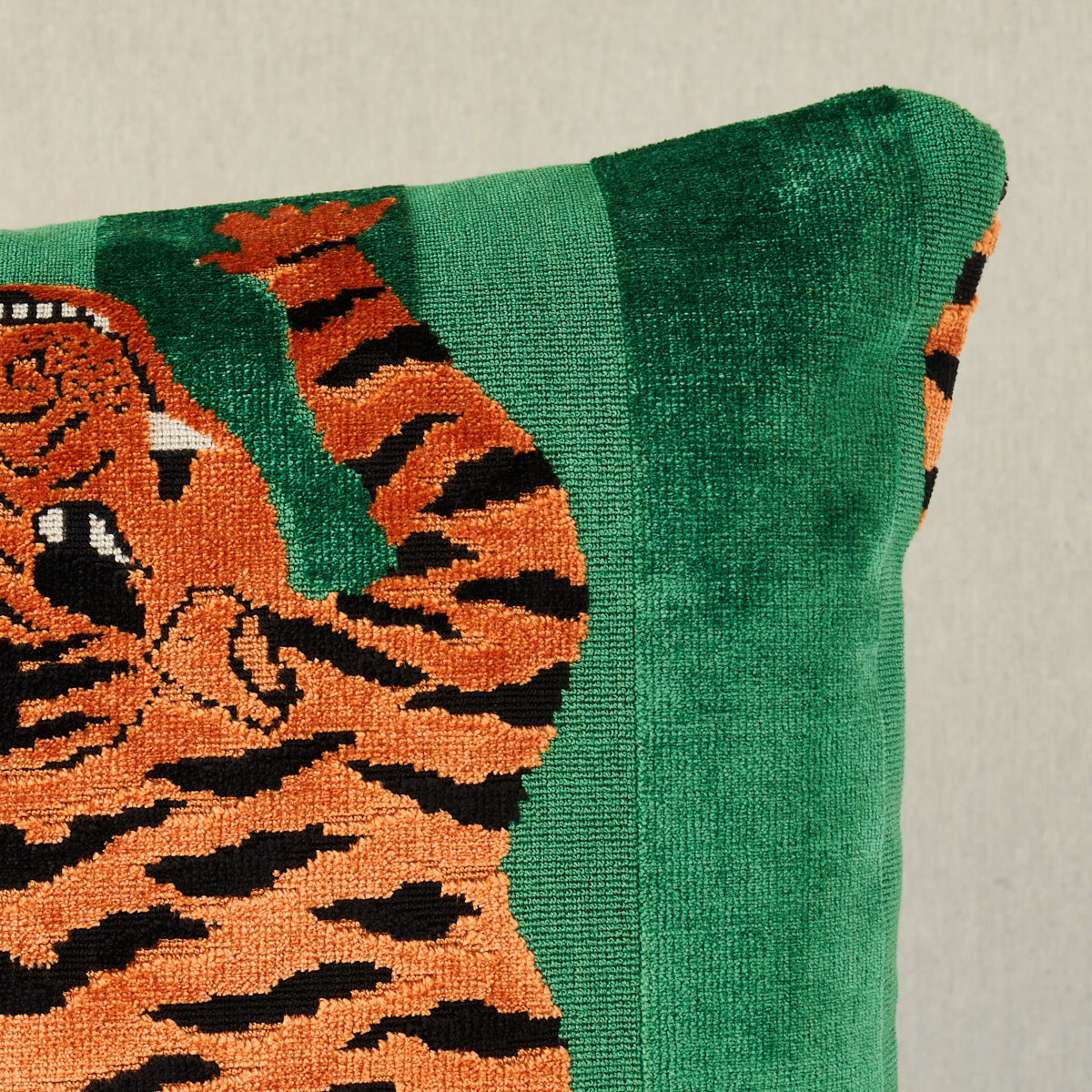 Purchase So7723304 | Jokhang Tiger Velvet Pillow, Green - Schumacher Pillows