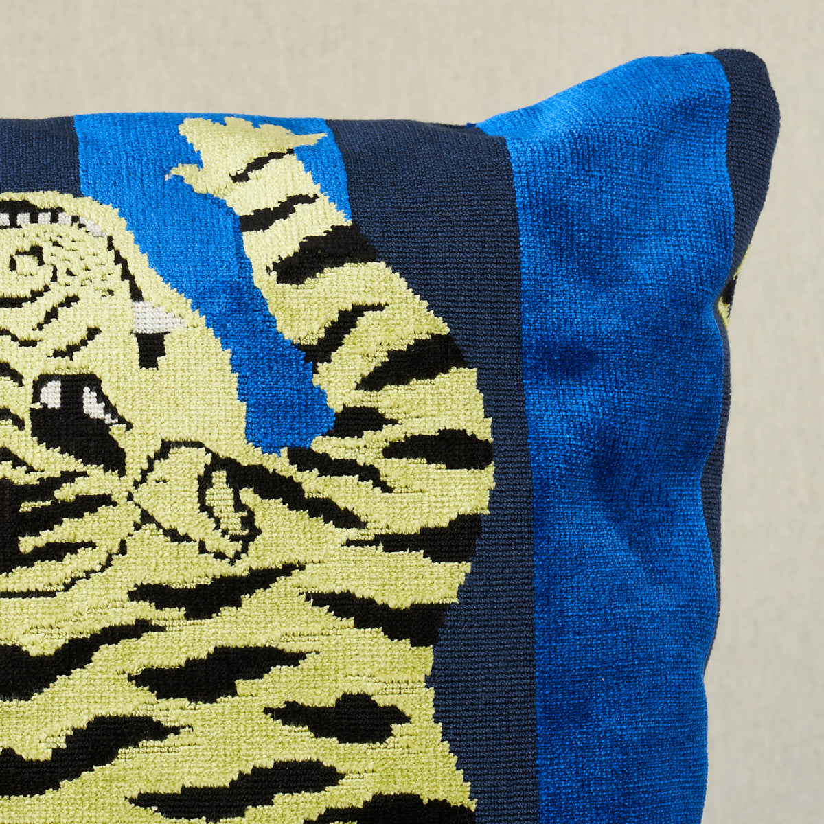 Purchase So7723404 | Jokhang Tiger Velvet Pillow, Blue - Schumacher Pillows