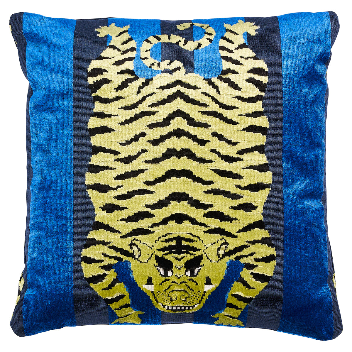 Purchase So7723404 | Jokhang Tiger Velvet Pillow, Blue - Schumacher Pillows