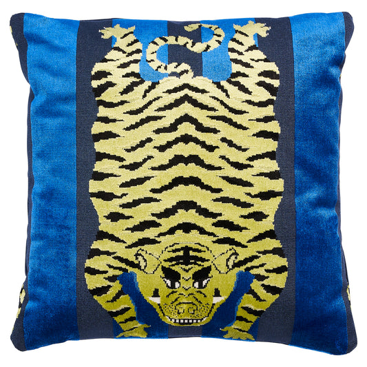 Purchase So7723404 | Jokhang Tiger Velvet Pillow, Blue - Schumacher Pillows