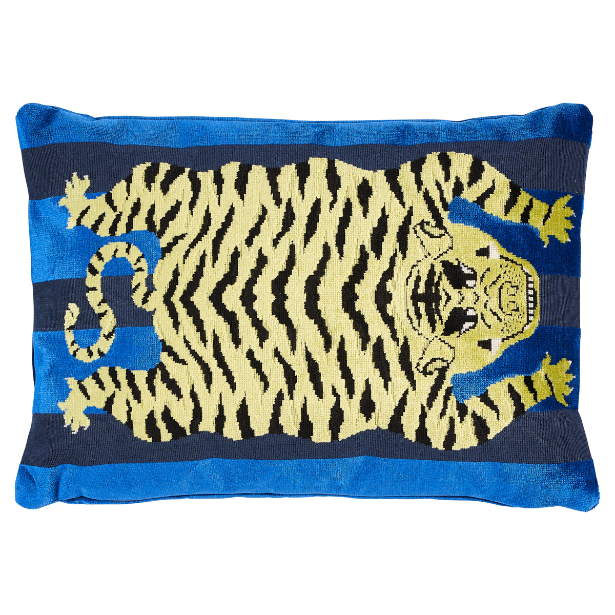 Purchase So7723415 | Jokhang Tiger Velvet Pillow, Blue - Schumacher Pillows
