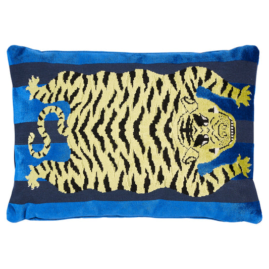 Purchase So7723415 | Jokhang Tiger Velvet Pillow, Blue - Schumacher Pillows