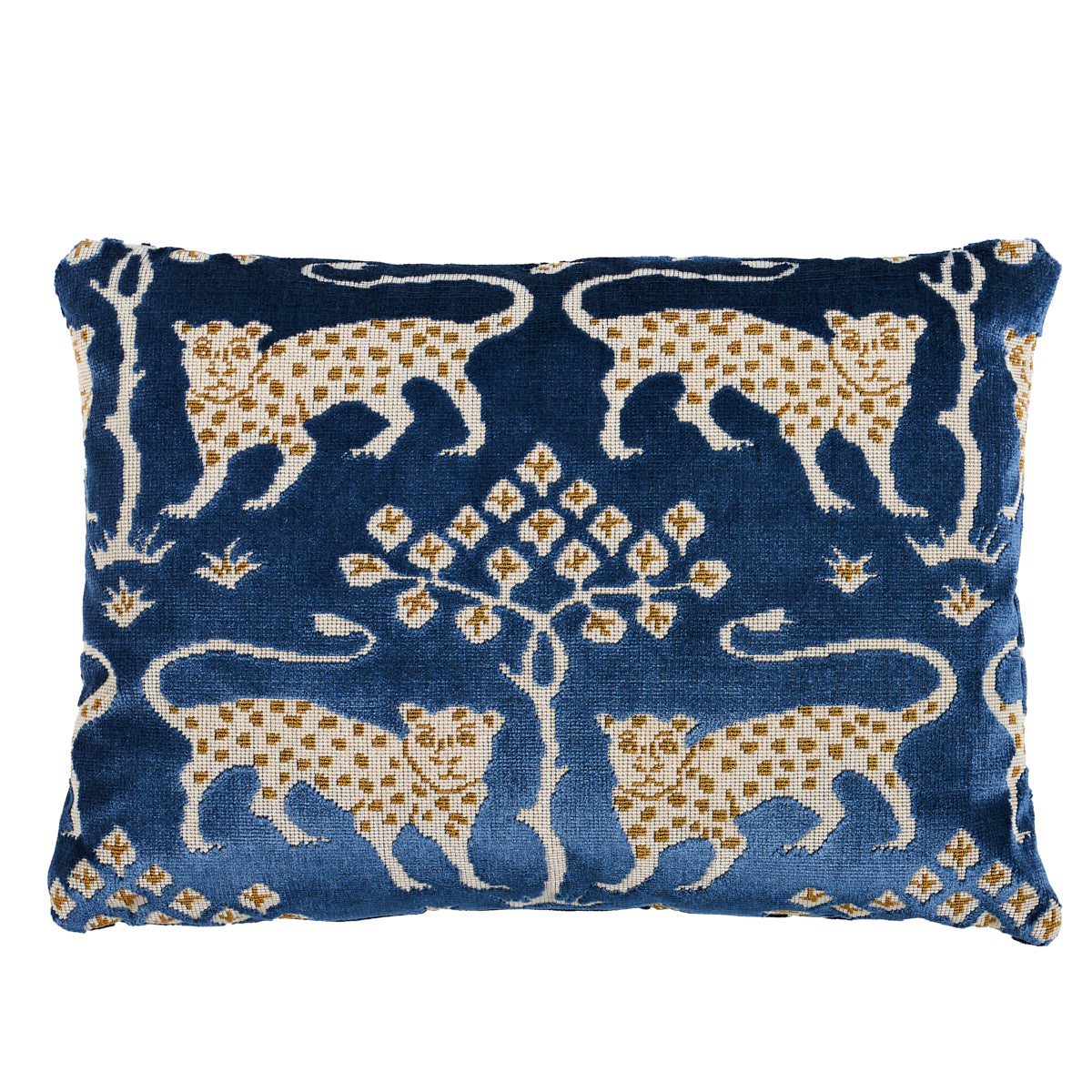 Purchase So8008212 | Woodland Leopard Velvet Pillow, Sapphire - Schumacher Pillows