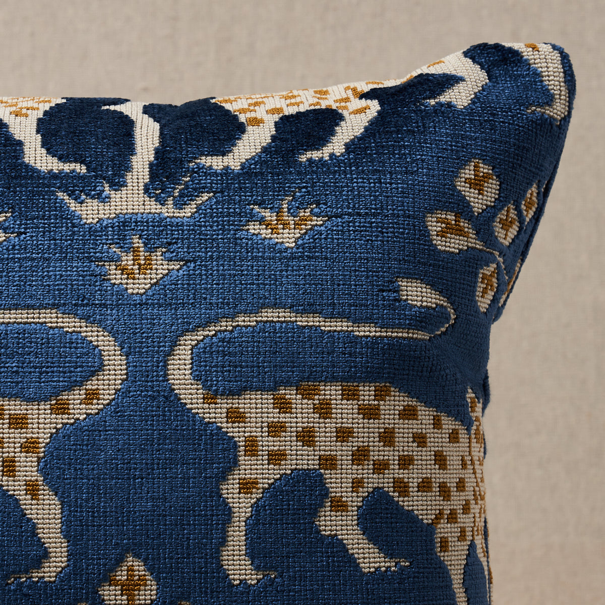 Purchase So8008218 | Woodland Leopard Velvet Pillow, Sapphire - Schumacher Pillows