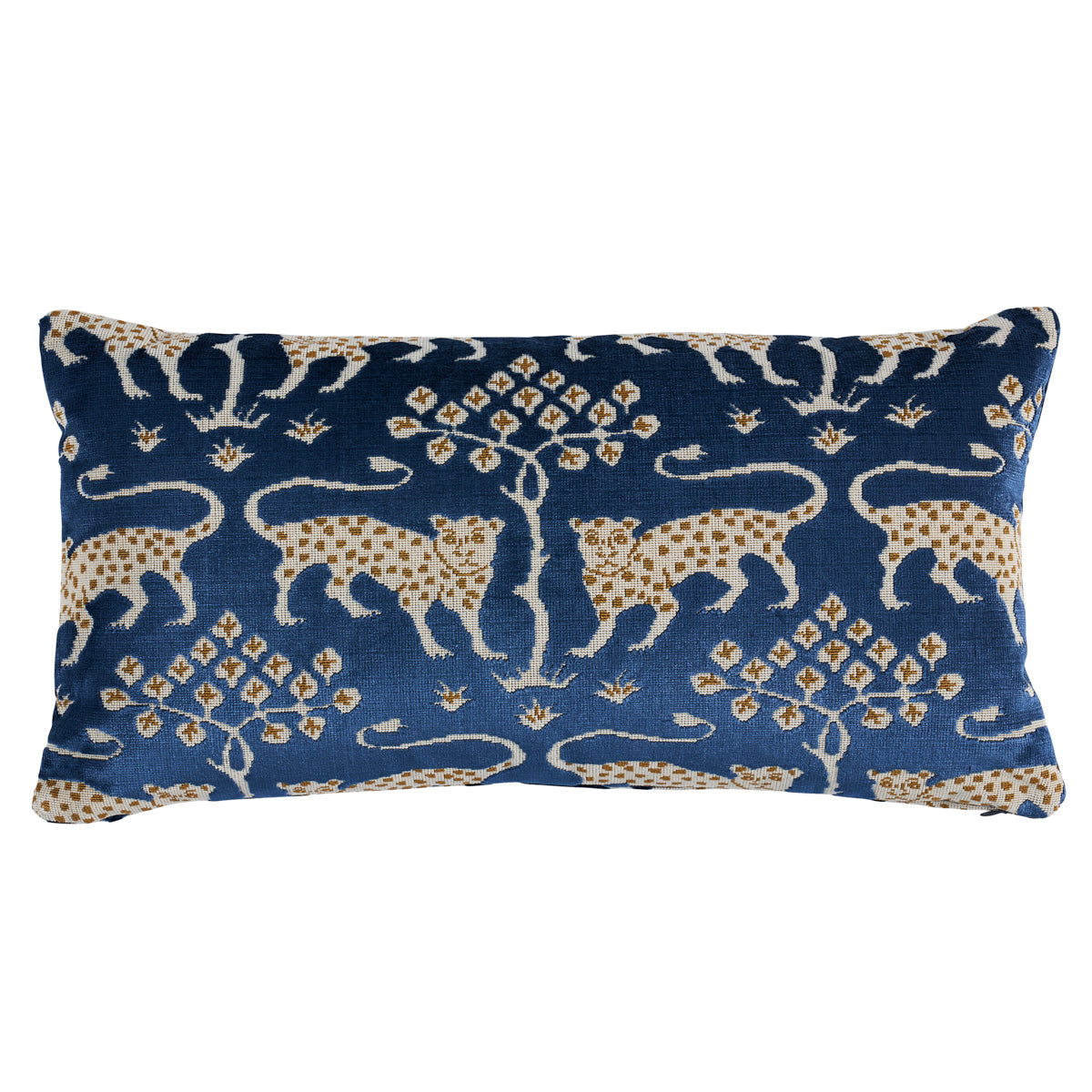 Purchase So8008218 | Woodland Leopard Velvet Pillow, Sapphire - Schumacher Pillows