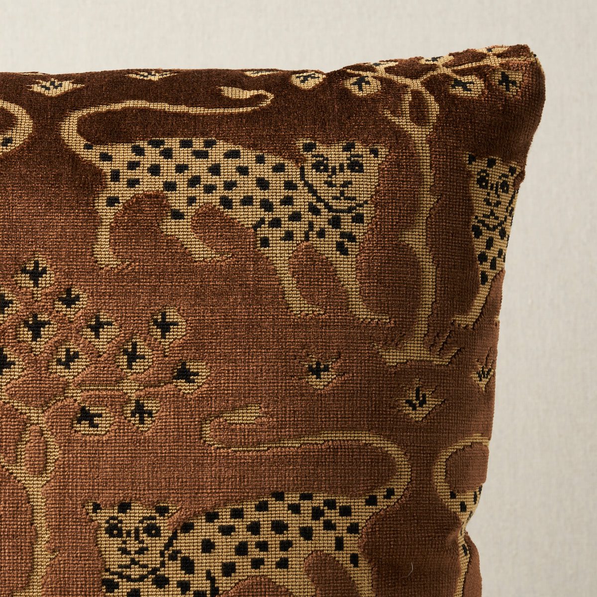 Purchase So8008304 | Woodland Leopard Velvet Pillow, Sepia - Schumacher Pillows