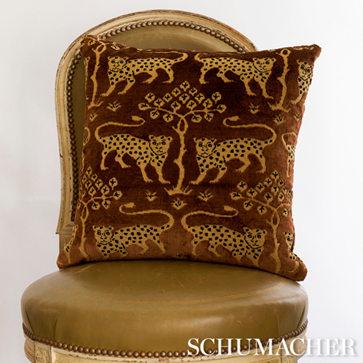 Purchase So8008304 | Woodland Leopard Velvet Pillow, Sepia - Schumacher Pillows