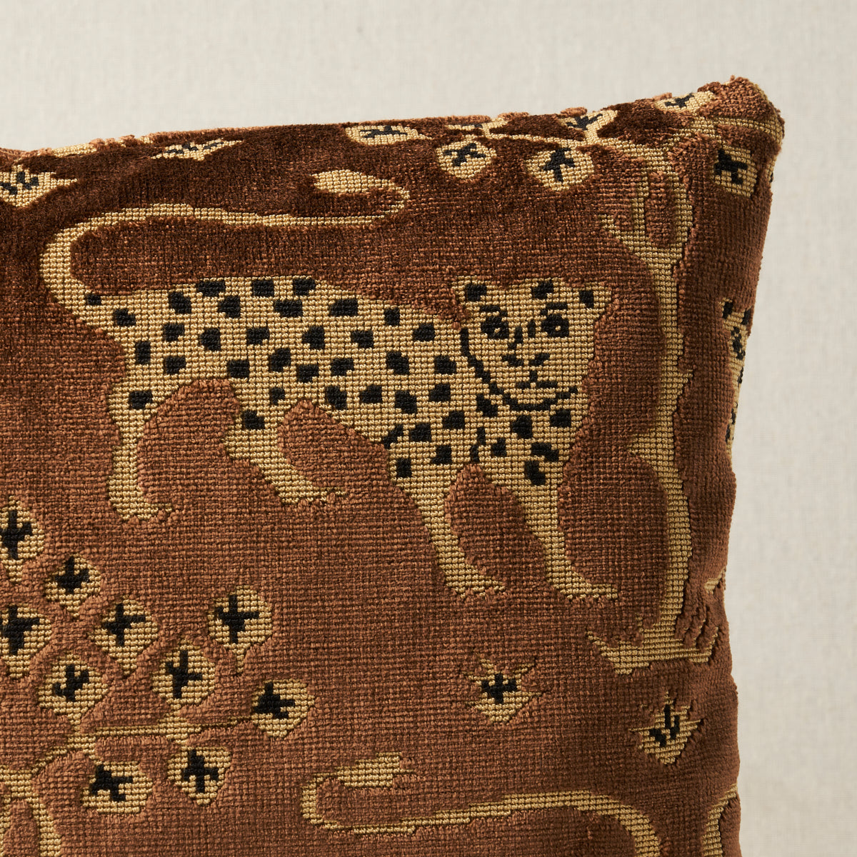 Purchase So8008312 | Woodland Leopard Velvet Pillow, Sepia - Schumacher Pillows