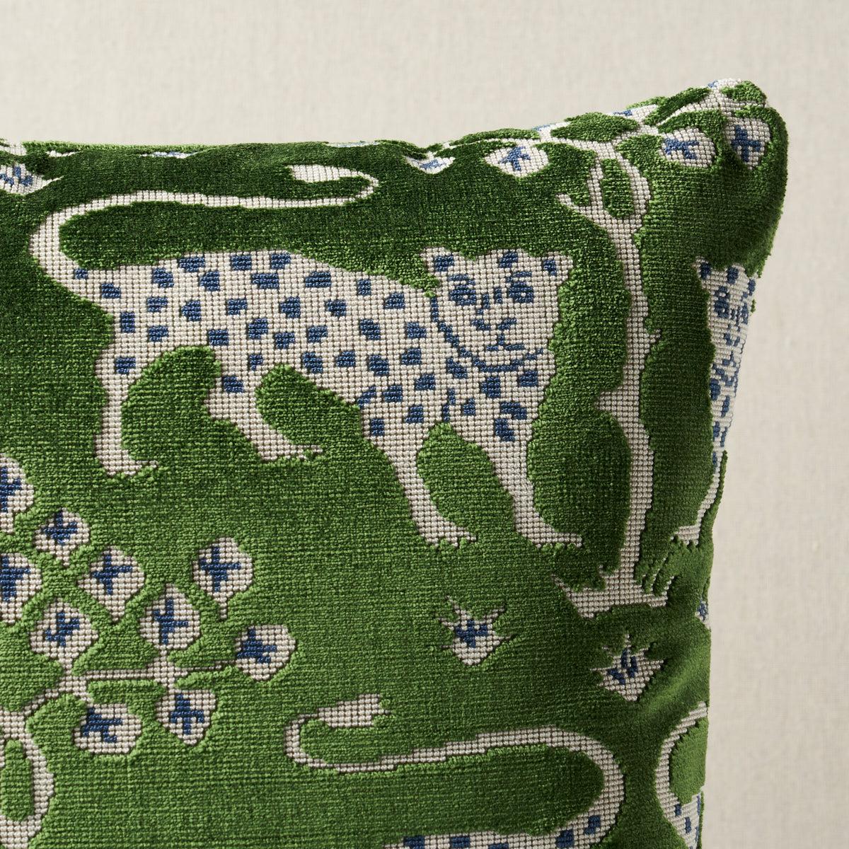 Purchase So8008404 | Woodland Leopard Velvet Pillow, Emerald - Schumacher Pillows