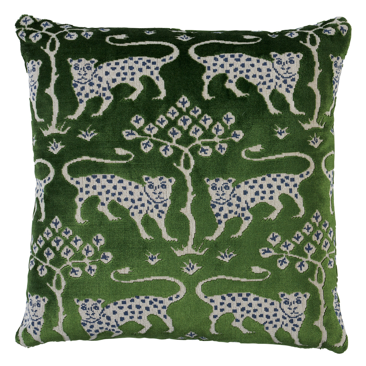 Purchase So8008404 | Woodland Leopard Velvet Pillow, Emerald - Schumacher Pillows