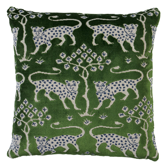Purchase So8008404 | Woodland Leopard Velvet Pillow, Emerald - Schumacher Pillows
