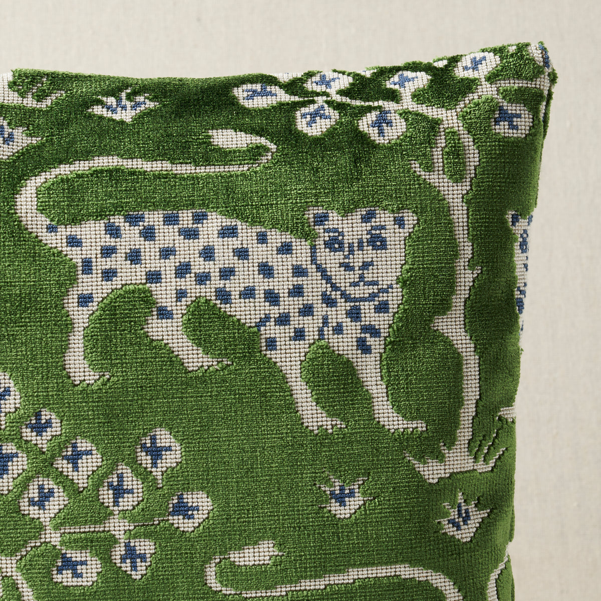Purchase So8008412 | Woodland Leopard Velvet Pillow, Emerald - Schumacher Pillows