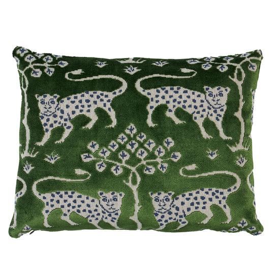 Purchase So8008412 | Woodland Leopard Velvet Pillow, Emerald - Schumacher Pillows