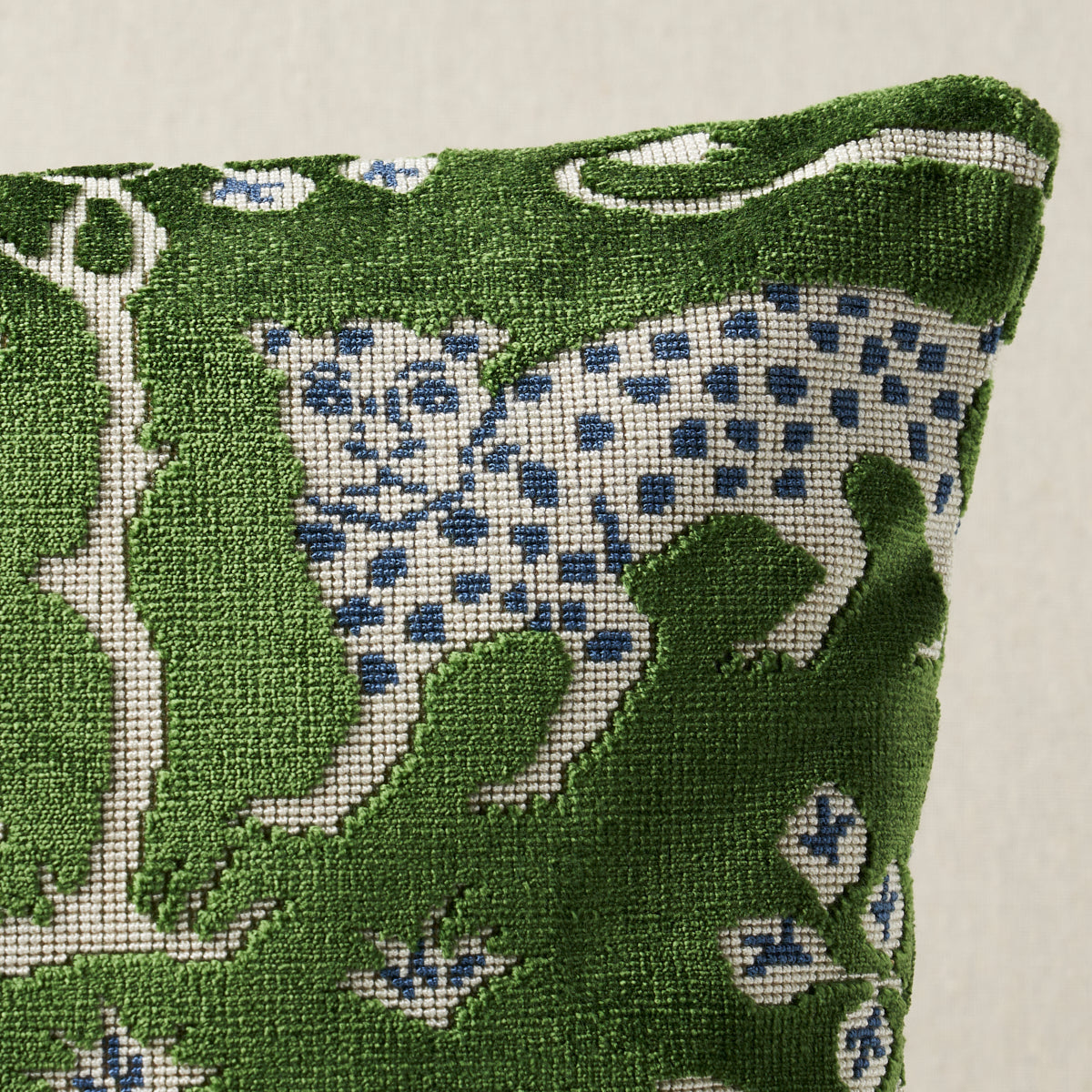 Purchase So8008418 | Woodland Leopard Velvet Pillow, Emerald - Schumacher Pillows