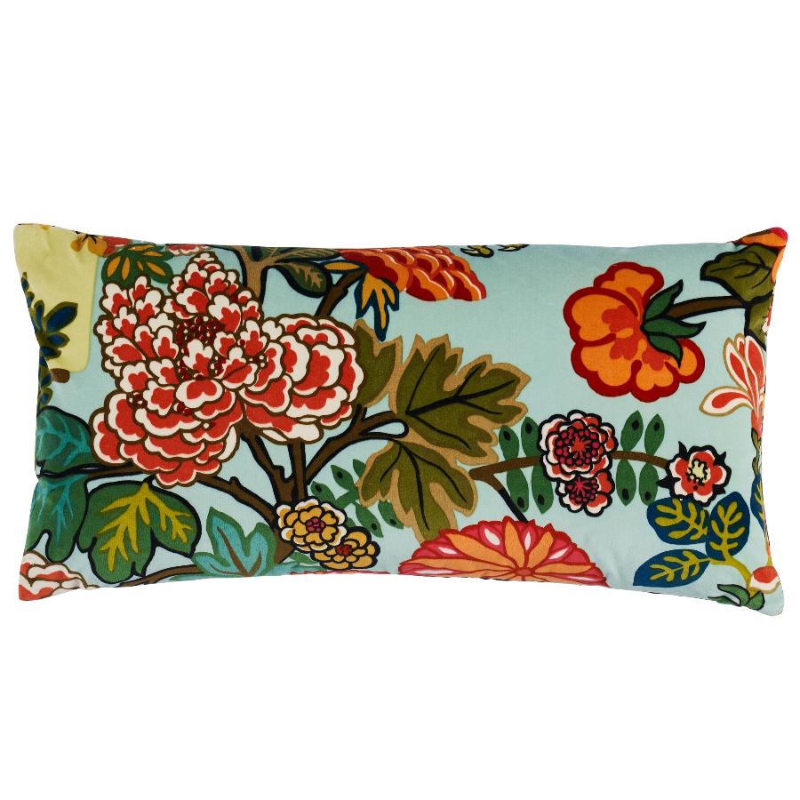 So8117018 | Chiang Mai Dragon Velvet Pillow, Aquamarine - Schumacher Pillows