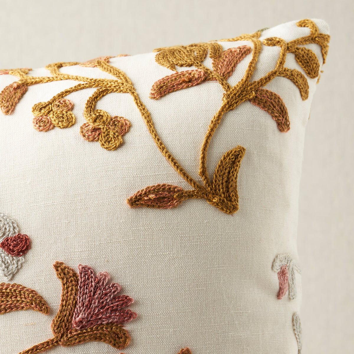 Purchase So814300102 | Raleigh Crewel Embroidery Pillow A, Autumn - Schumacher Pillows