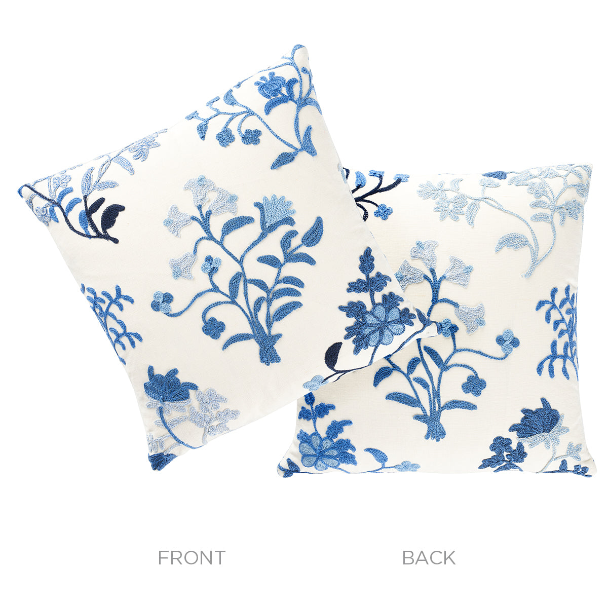 Purchase So814310102 | Raleigh Crewel Embroidery Pillow A, Cornflower - Schumacher Pillows