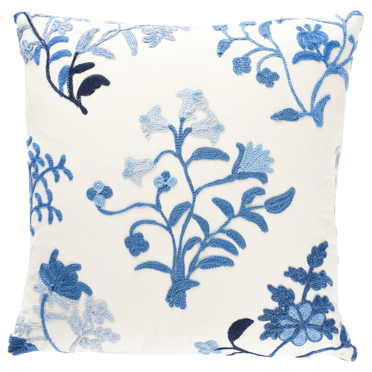 Purchase So814310102 | Raleigh Crewel Embroidery Pillow A, Cornflower - Schumacher Pillows