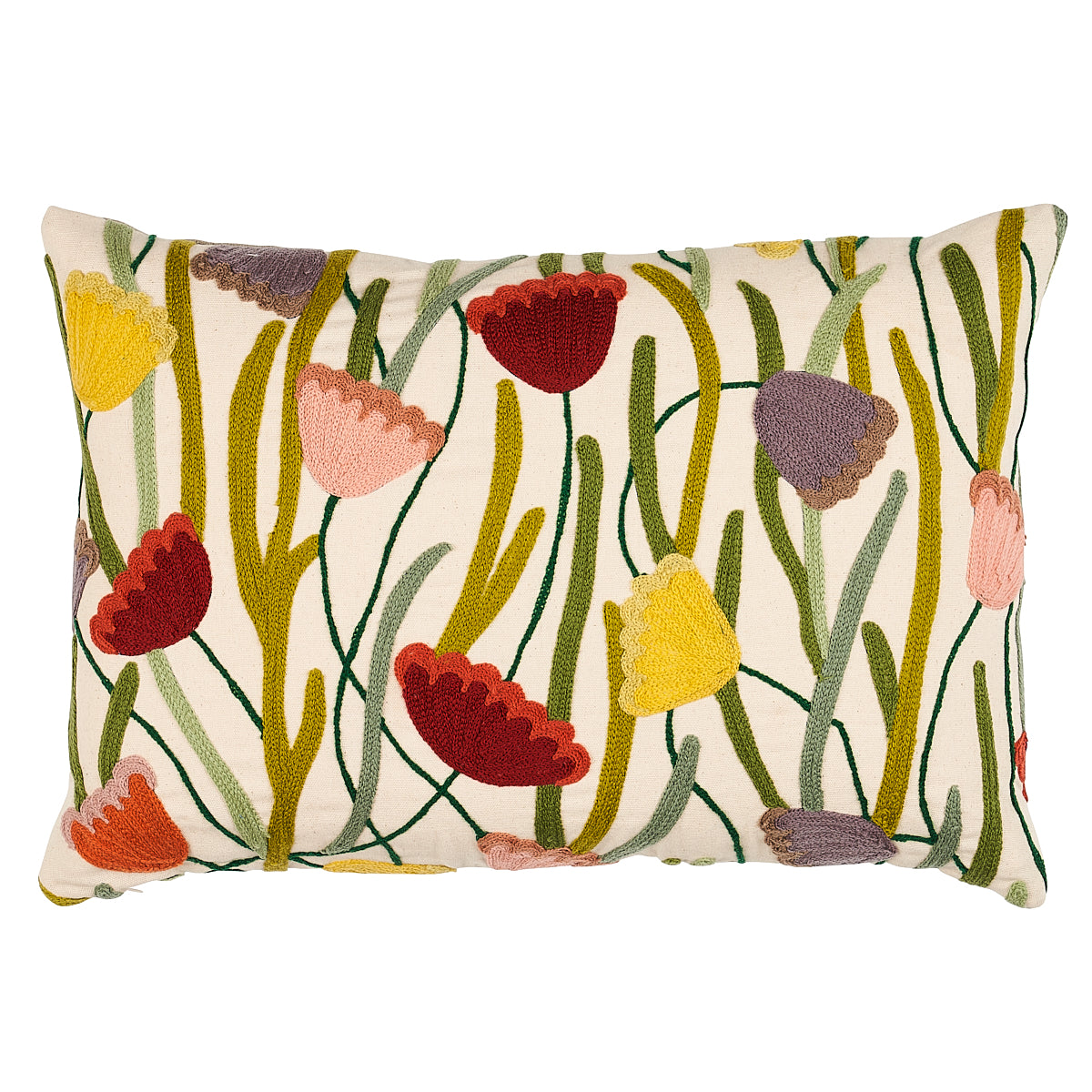 Purchase So8156015 | Deco Flower Embroidery Pillow, Multi - Schumacher Pillows