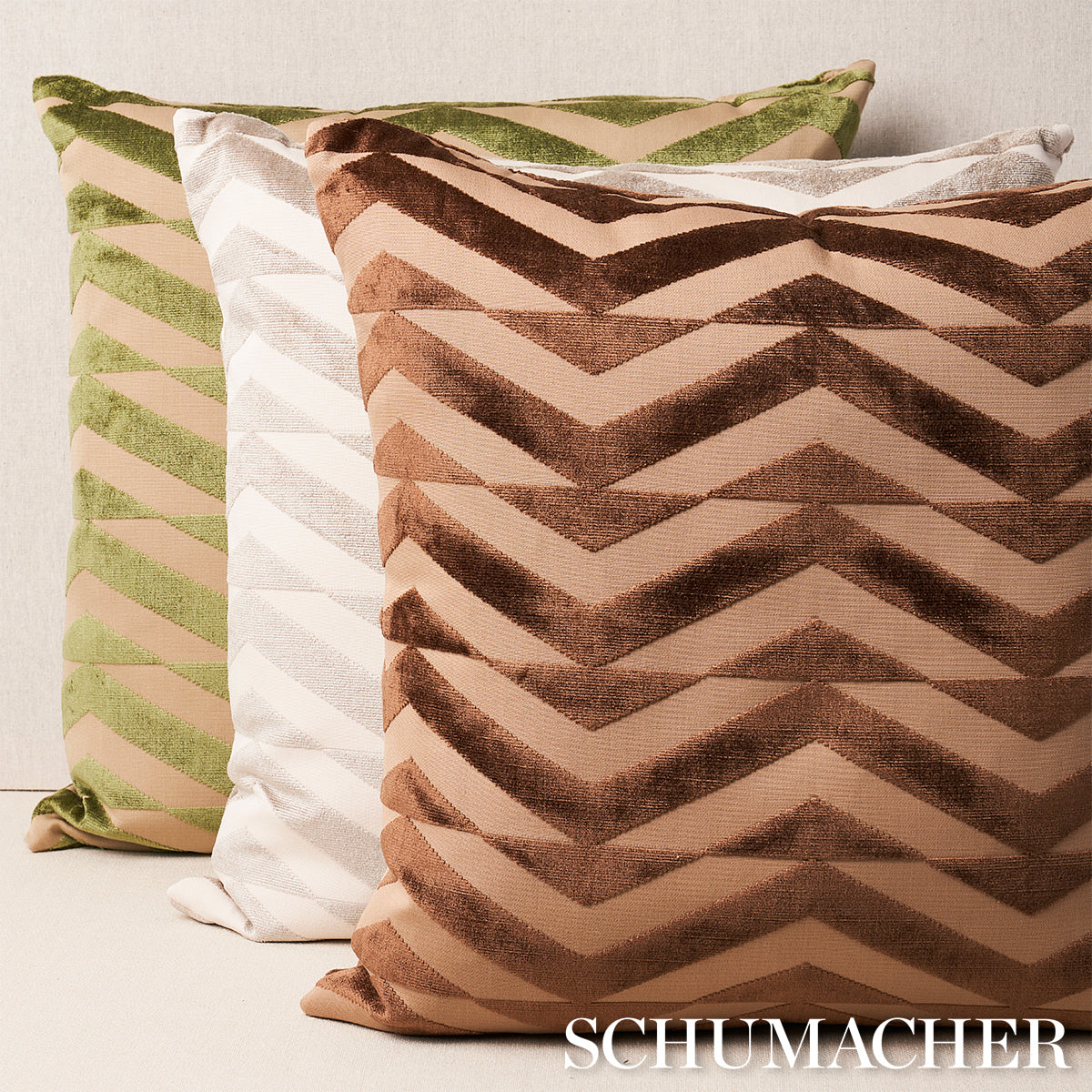 Purchase So8181206 | Broken Chevron Pillow, Olive On Khaki - Schumacher Pillows