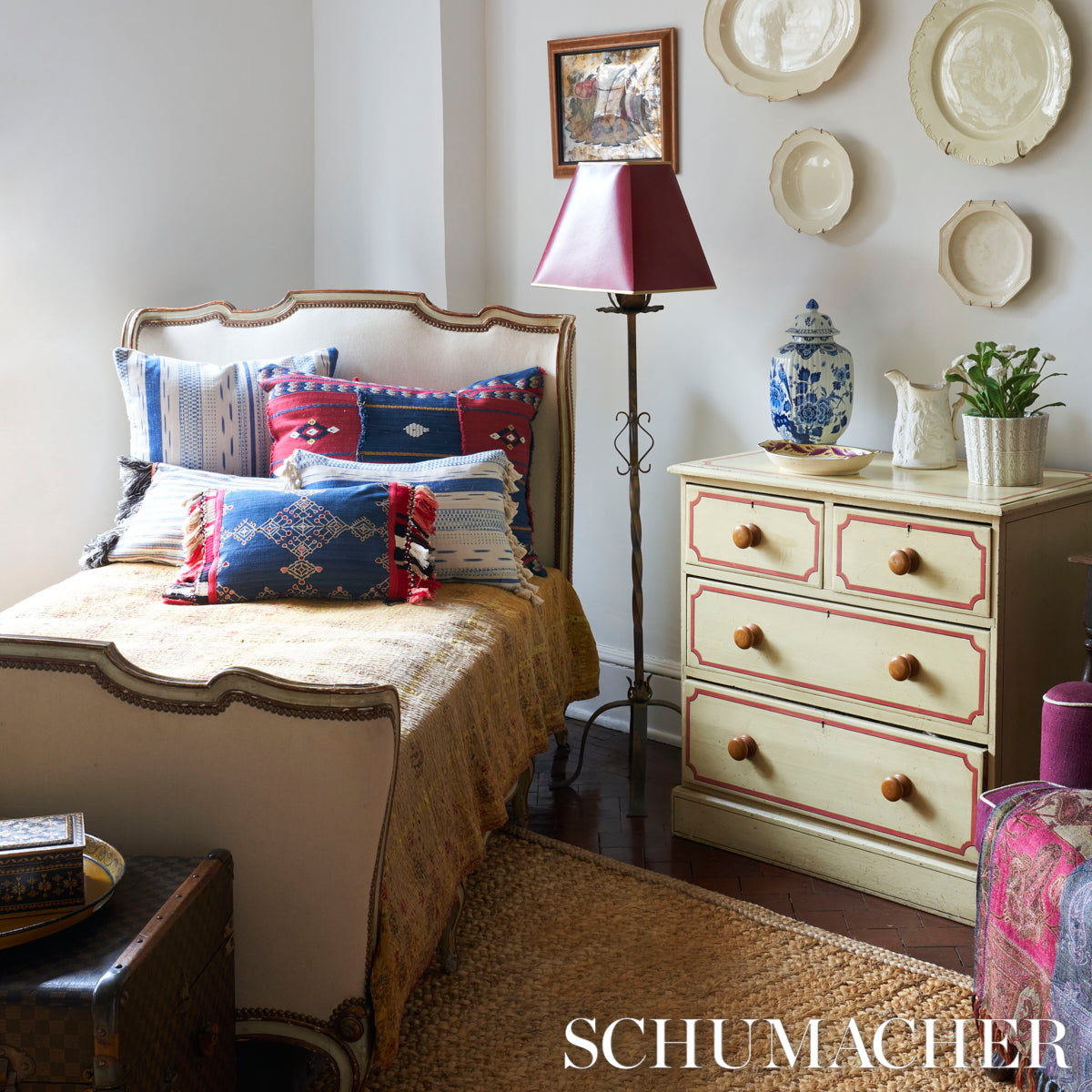 Purchase So8208113 | Kalindi Embroidery Pillow, Indigo - Schumacher Pillows