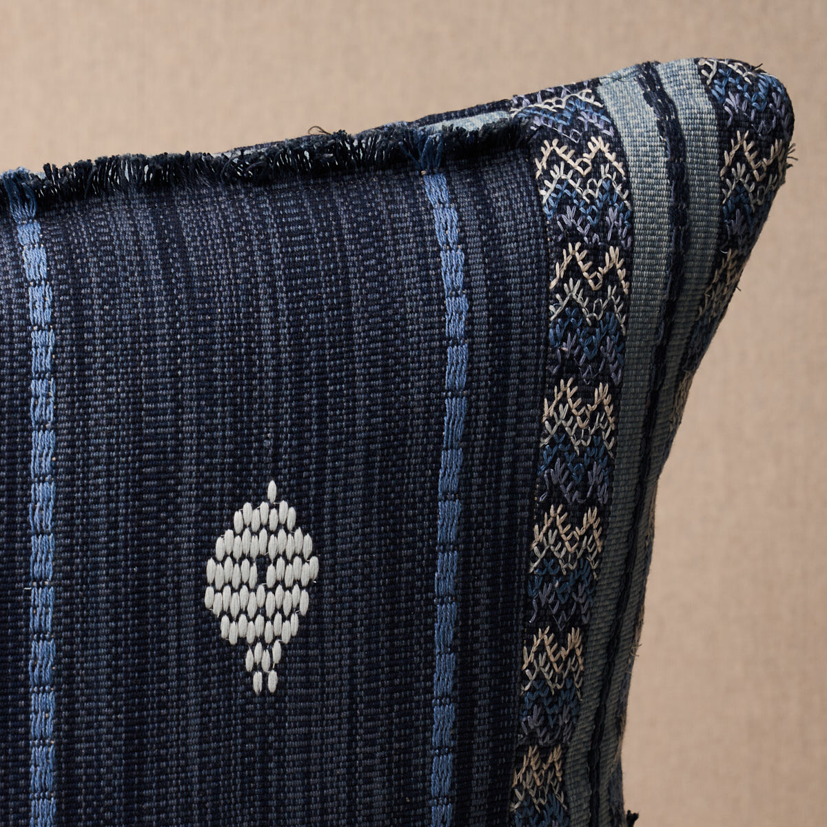 Purchase So8209005 | Aravali Patchwork Pillow, Denim And Indigo - Schumacher Pillows