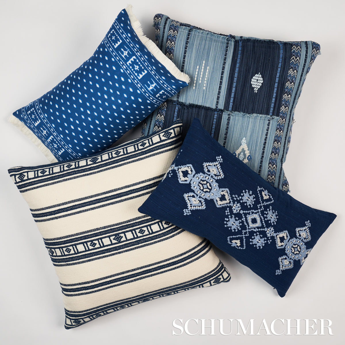 Purchase So8209005 | Aravali Patchwork Pillow, Denim And Indigo - Schumacher Pillows