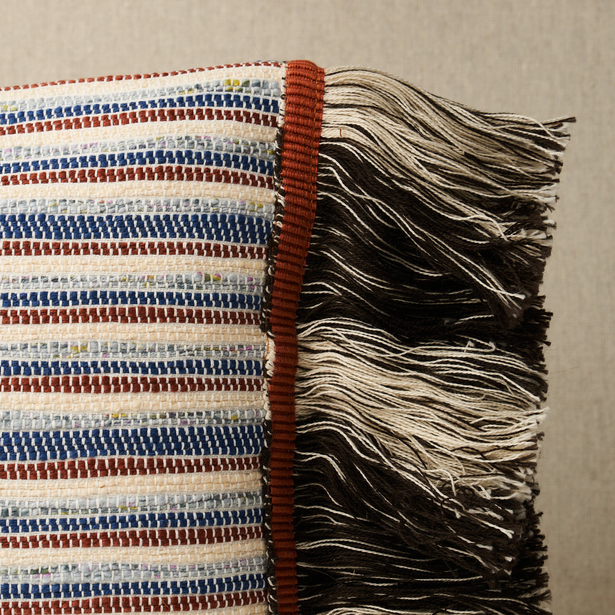 Purchase So8210013 | Rag Rug Hand Woven Stripe Pillow, Indigo & Mocha - Schumacher Pillows