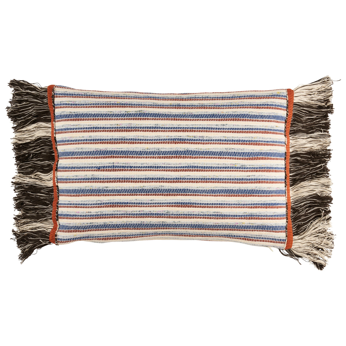 Purchase So8210013 | Rag Rug Hand Woven Stripe Pillow, Indigo & Mocha - Schumacher Pillows