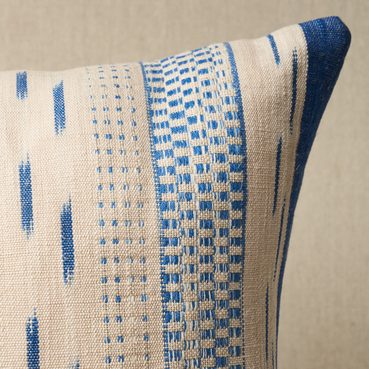 Purchase So8211006 | Mirza Ikat Stripe Pillow, Blue On Natural - Schumacher Pillows