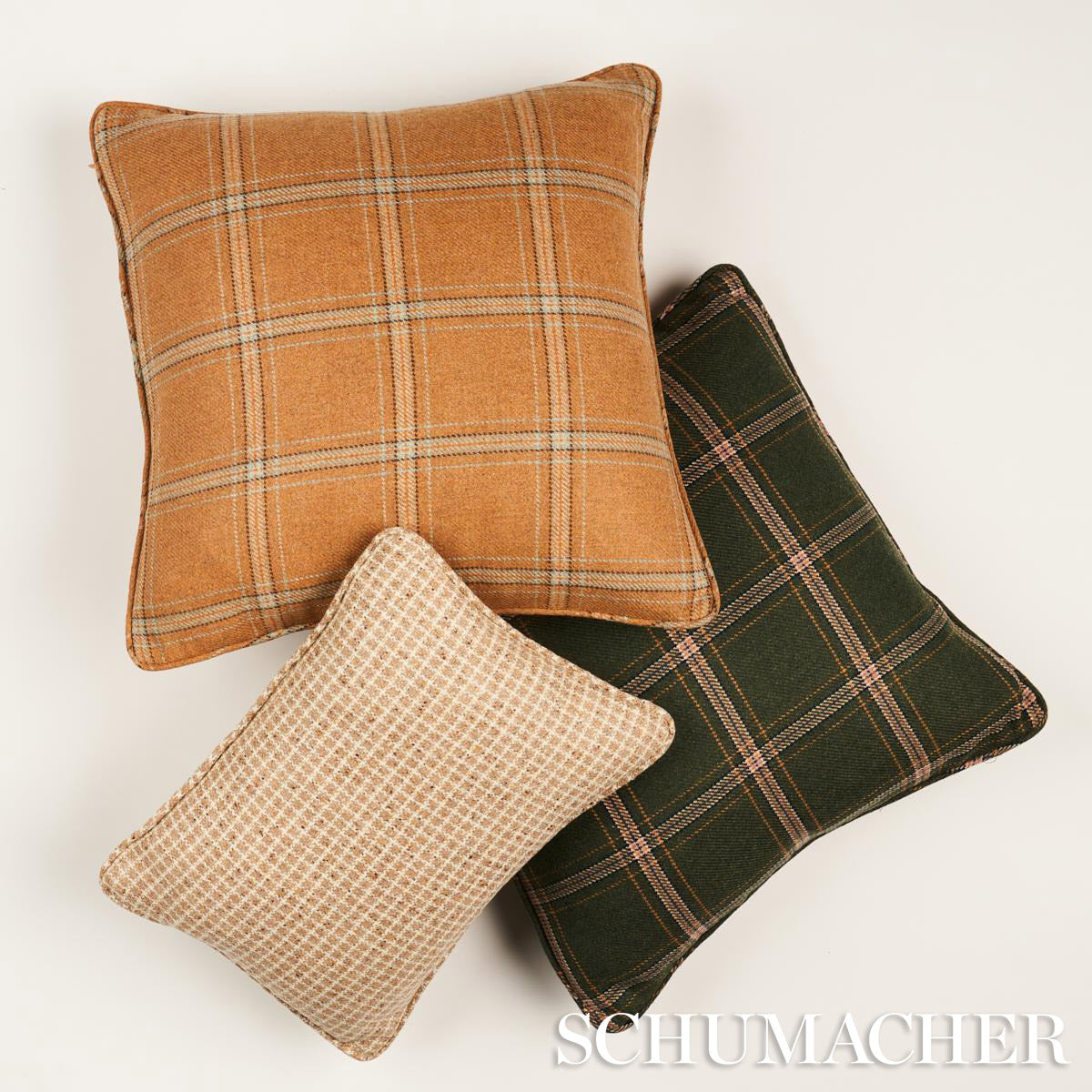 Purchase So8235112 | Hudson Wool Check Pillow, Camel - Schumacher Pillows