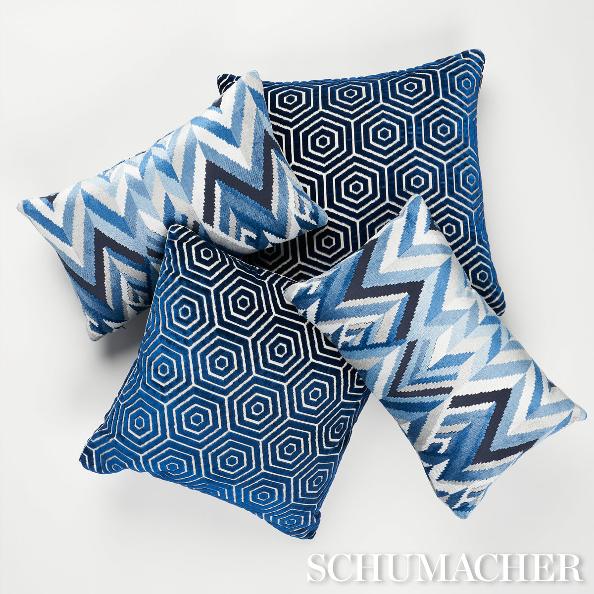 Purchase So8321105 | Bees Knees Cut Velvet Pillow, Blue - Schumacher Pillows