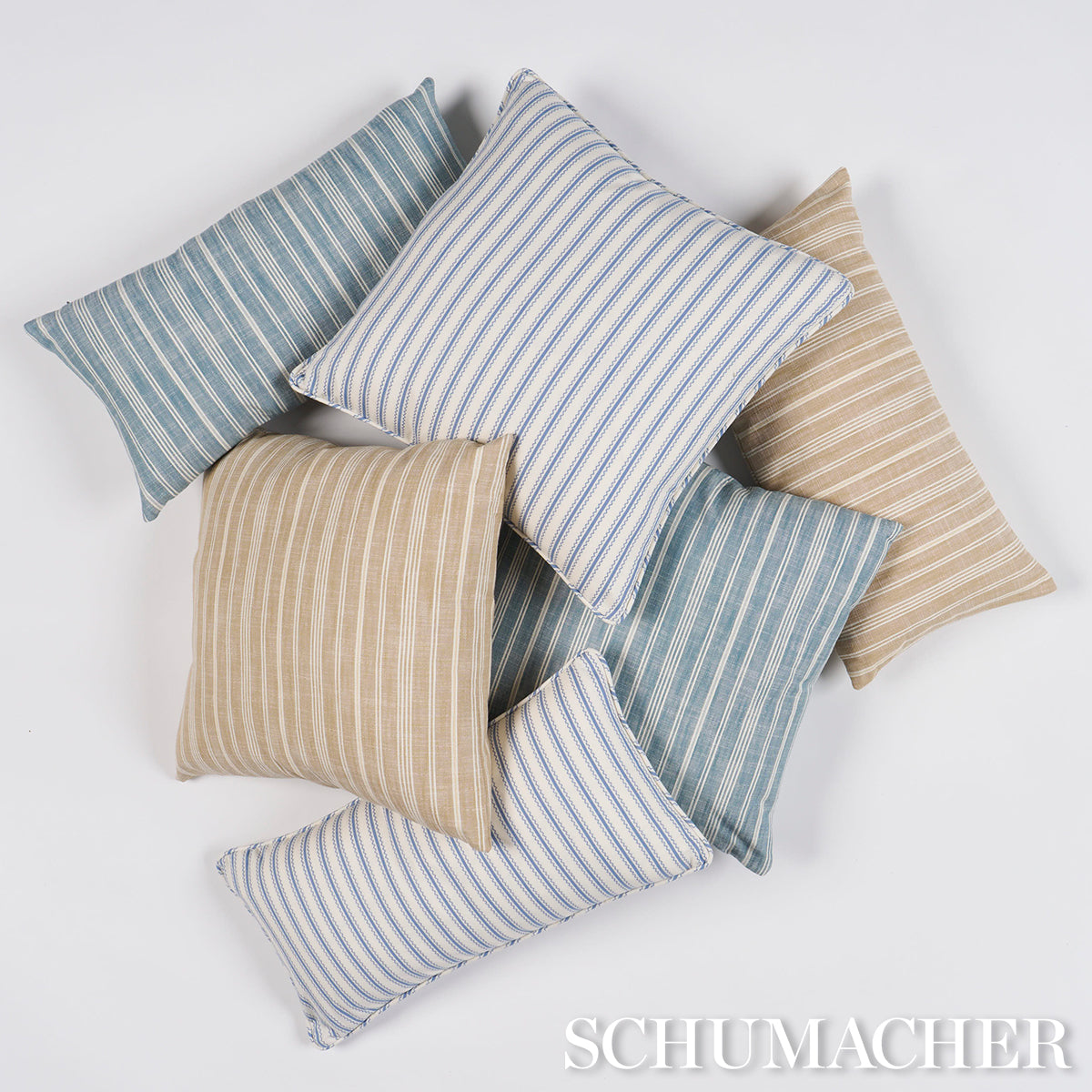Purchase So8370205 | Birdie Ticking Stripe Pillow, Indigo - Schumacher Pillows