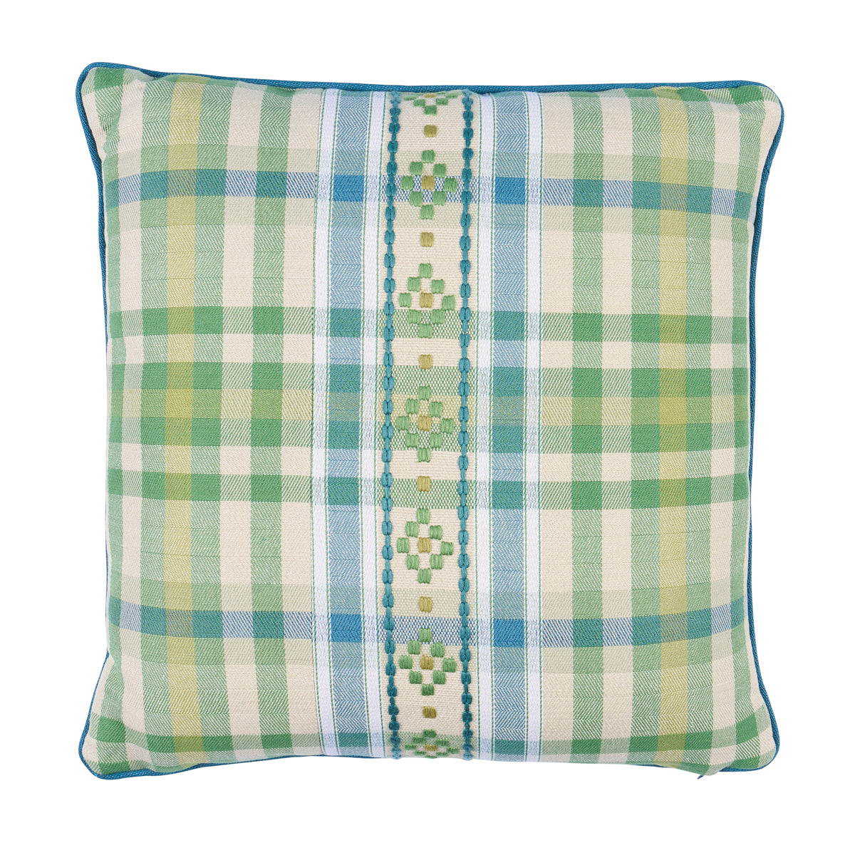 Purchase So8473105 | Hutton Check Pillow, Leaf - Schumacher Pillows