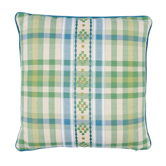 Purchase So8473105 | Hutton Check Pillow, Leaf - Schumacher Pillows