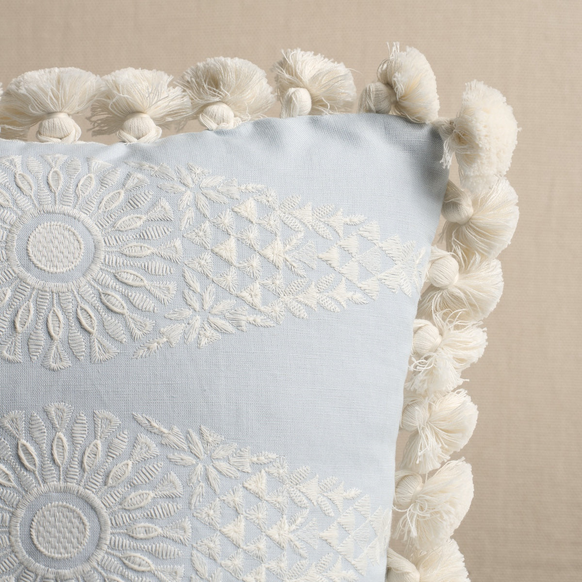 Purchase So8567103 | Tasmin Embroidery, Soft Blue - Schumacher Pillows