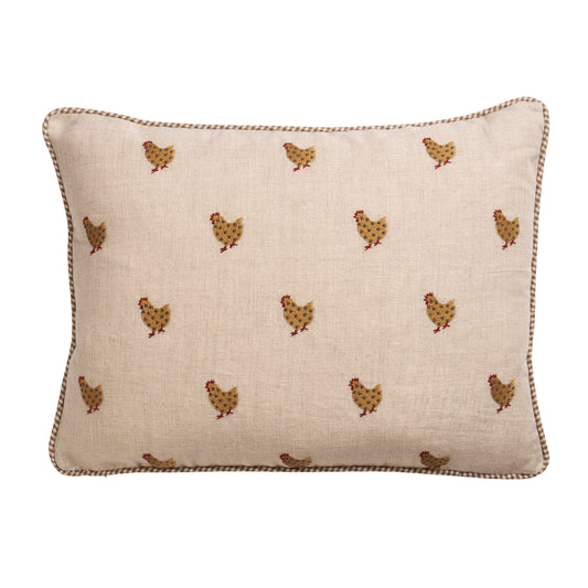 Purchase So8595012 | Betsy'S Chicken Embroidery Pillow, Natural - Schumacher Pillows