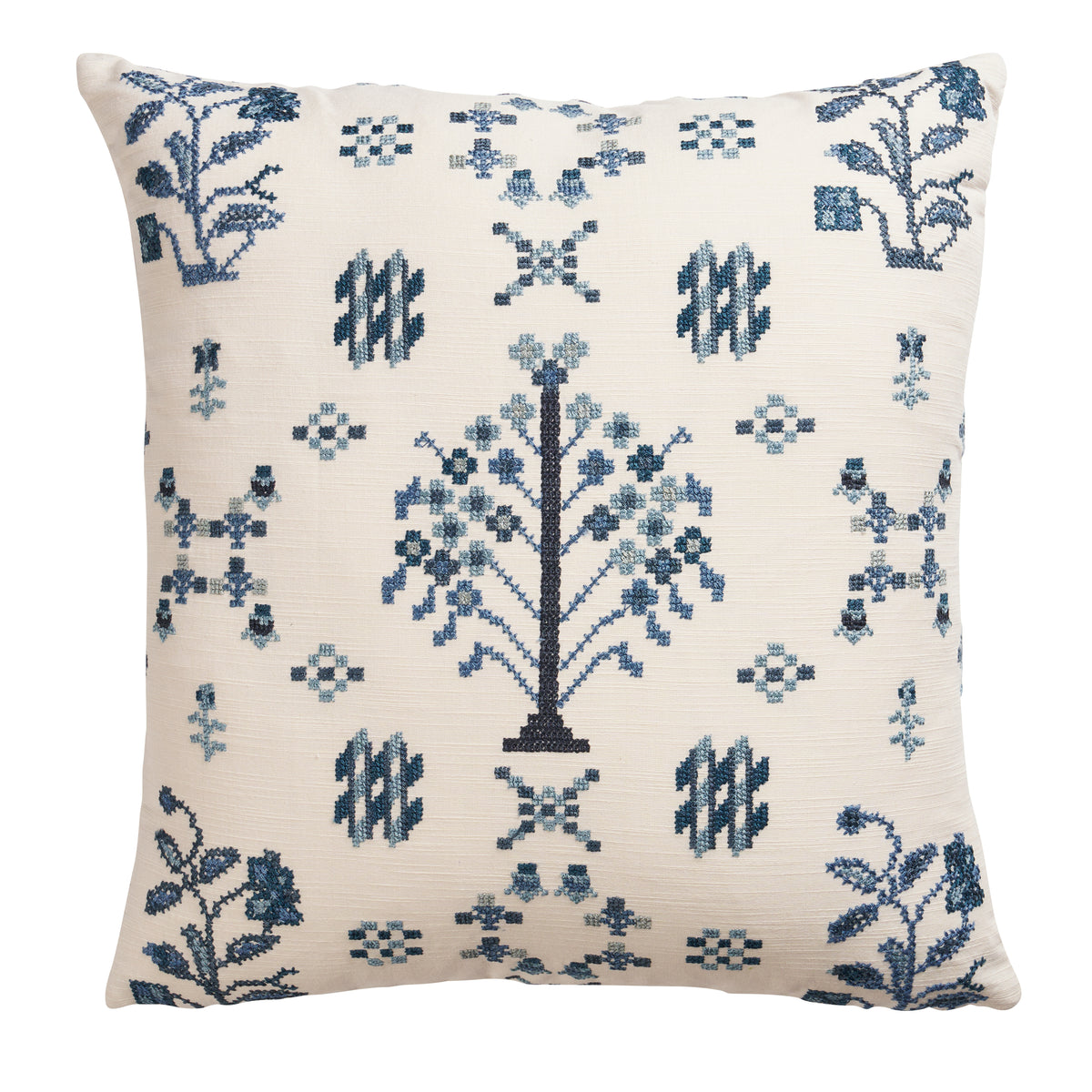 Purchase So8598104 | Fairview Cross Stitch Pillow, Indigo - Schumacher Pillows