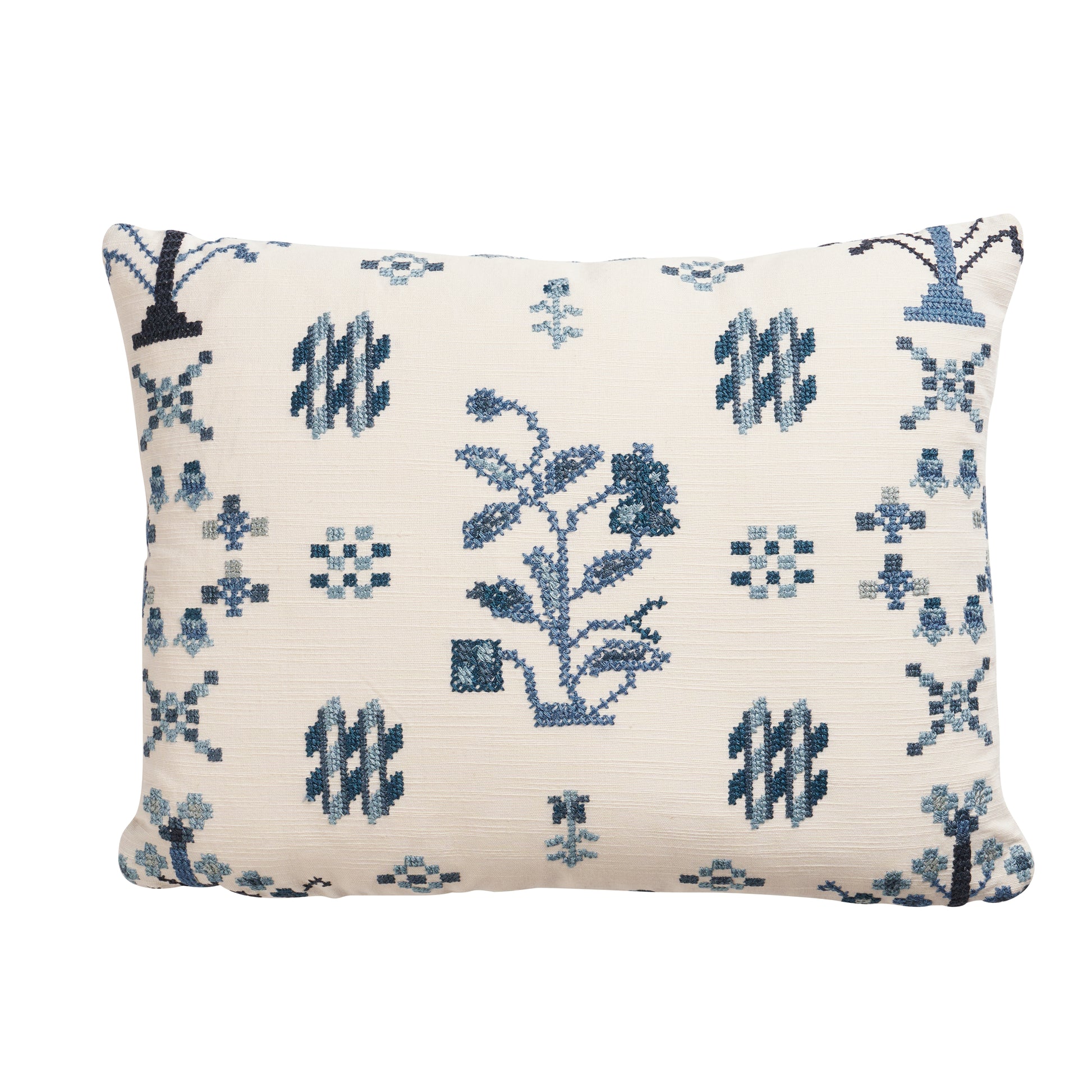 Purchase So8598112 | Fairview Cross Stitch Pillow, Indigo - Schumacher Pillows