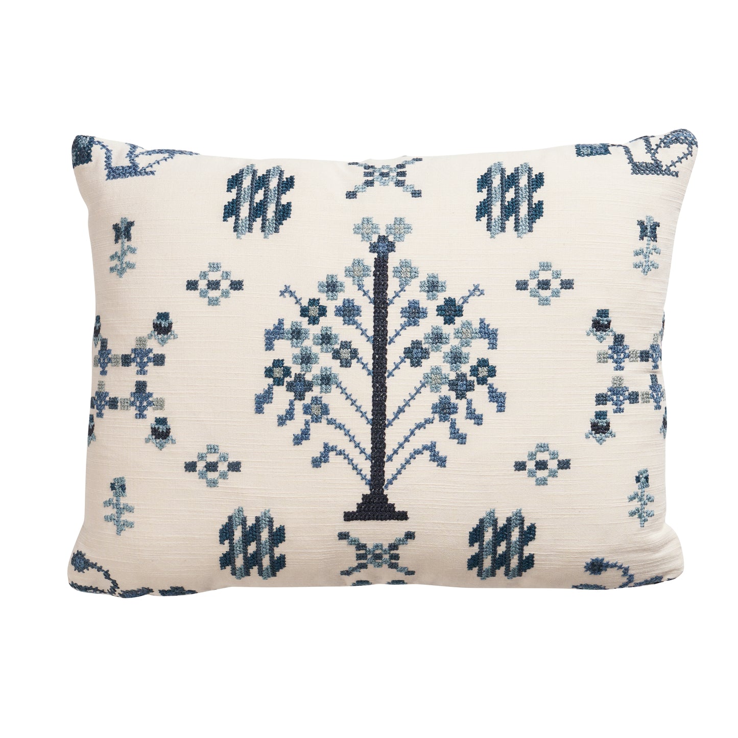 Purchase So8598112 | Fairview Cross Stitch Pillow, Indigo - Schumacher Pillows