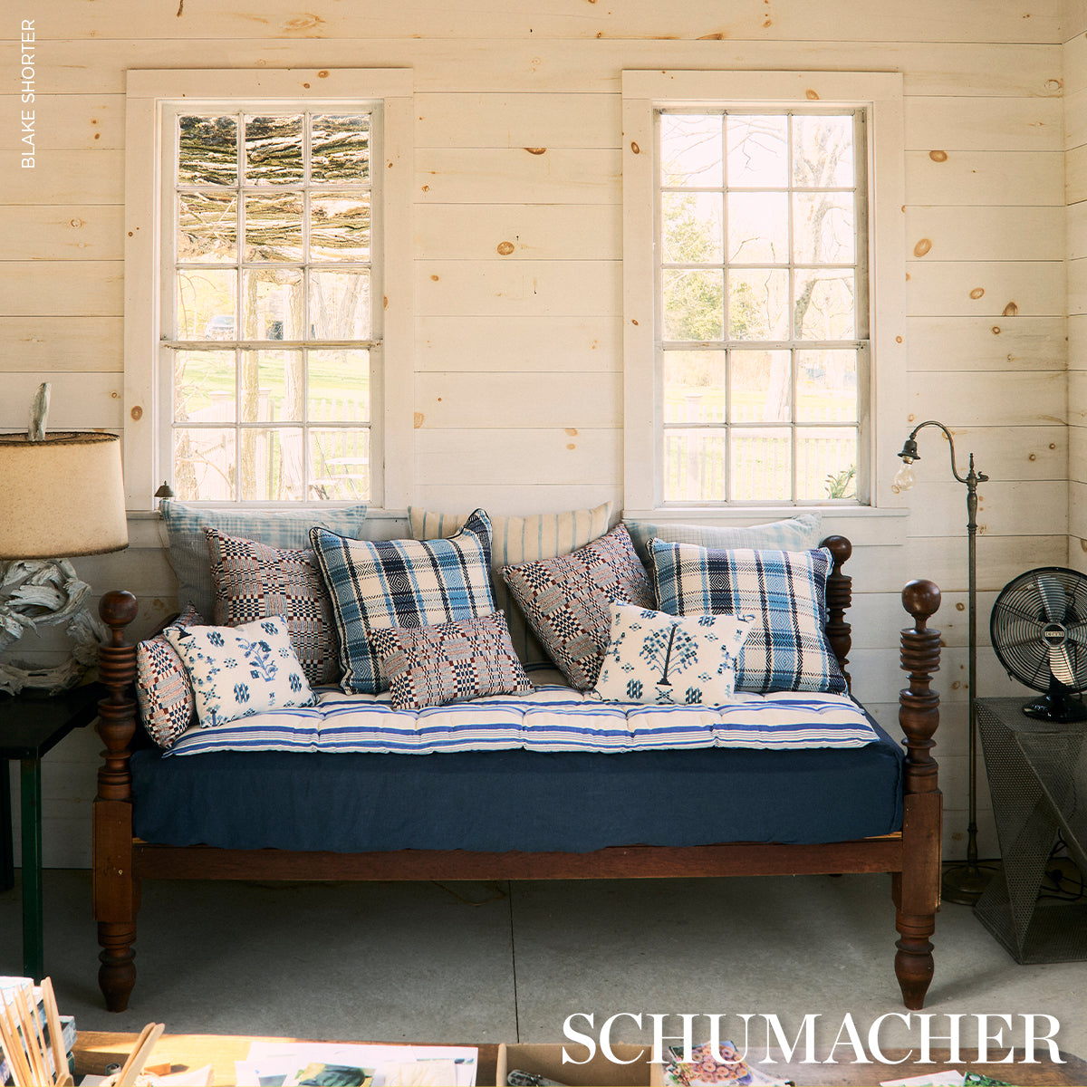 Purchase So8599004 | Heidi Plaid Pillow, Indigo - Schumacher Pillows