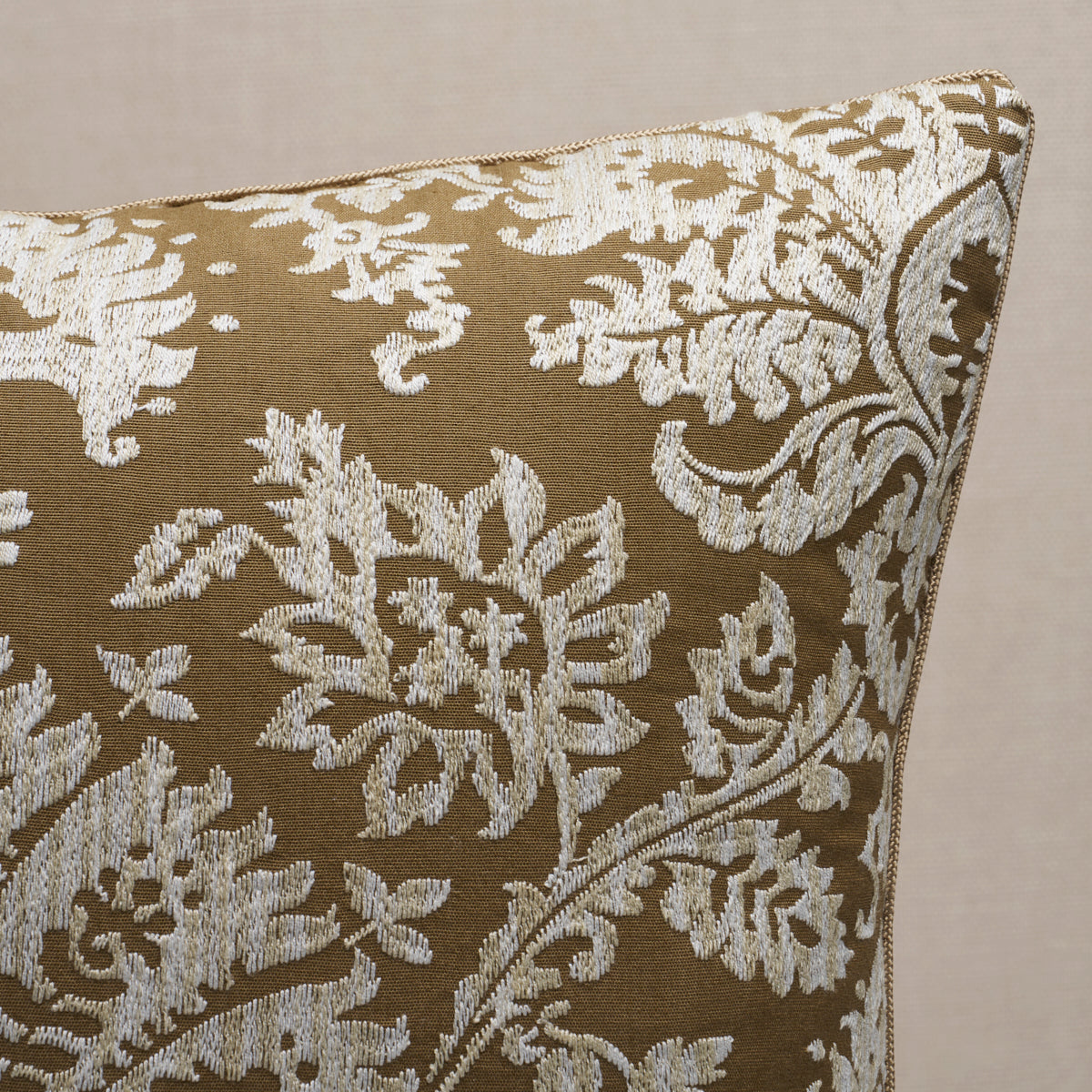 Purchase So8616204 | Gianna Embroidery Pillow, Caramel - Schumacher Pillows