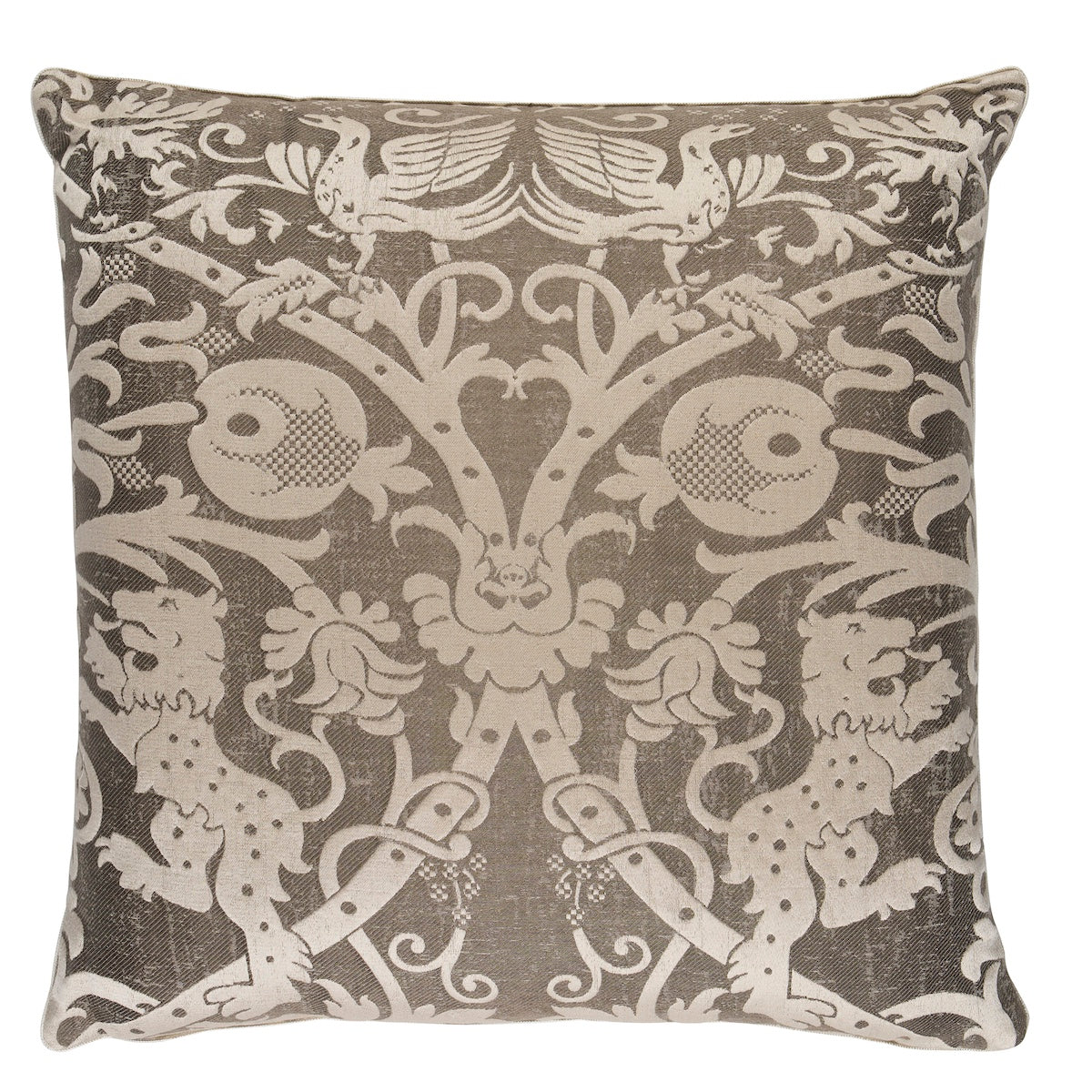Purchase So8659006 | Dougal Damask Pillow, Smoke - Schumacher Pillows